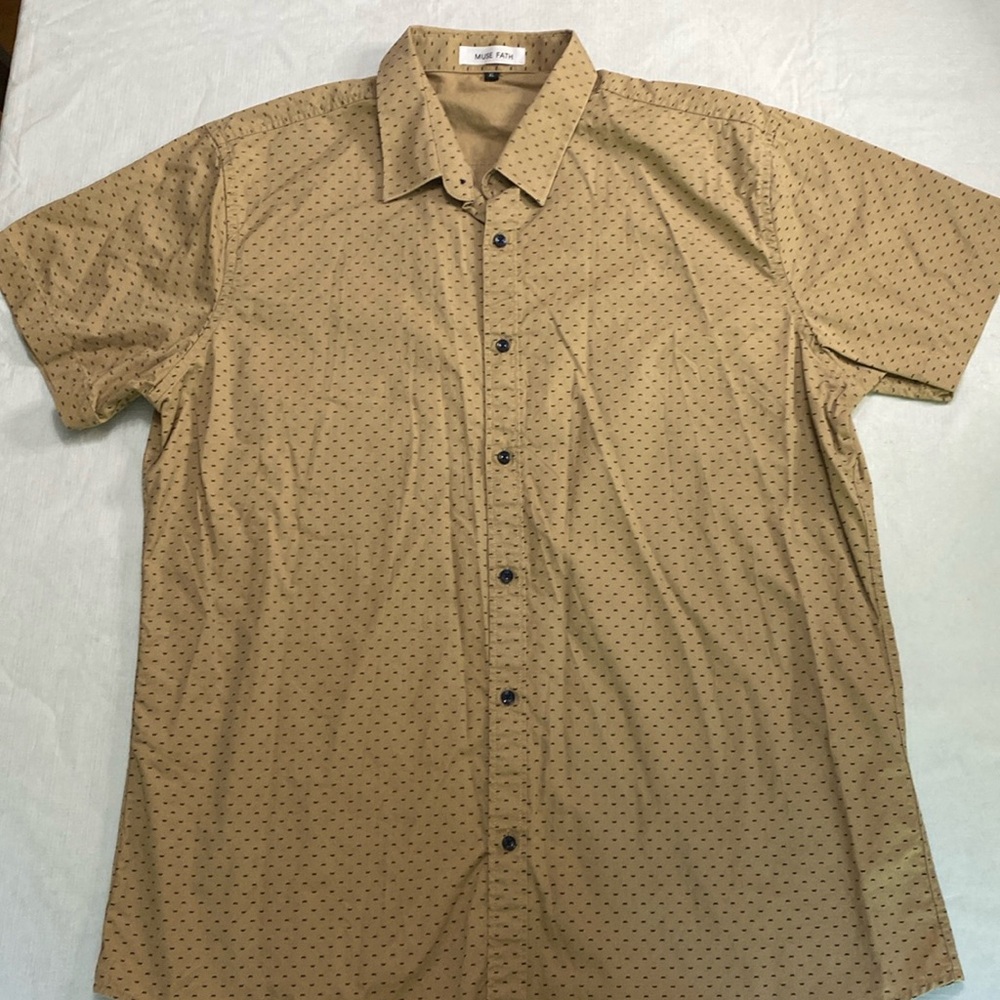 Muse Fath Tan Patterned Button Down